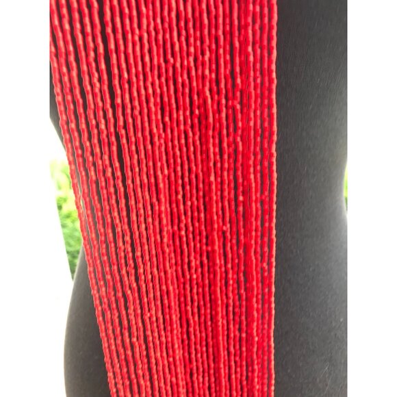 Vtg 1960's Seed Beaded Shawl With Beaded Button & Loop Orange Red Yellow African - Picture 4 of 10